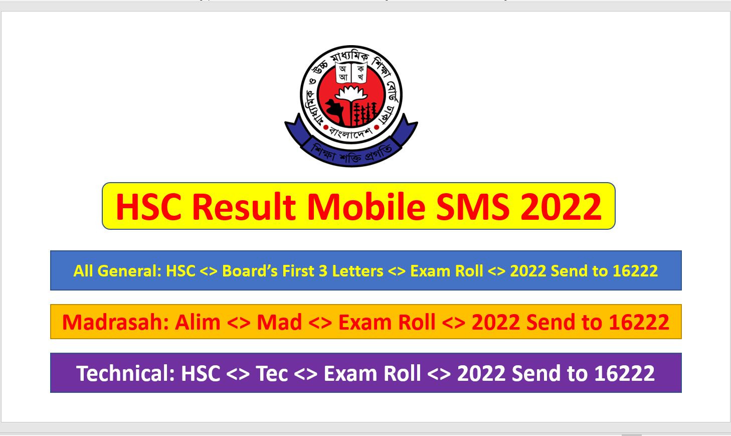 How to check HSC Result 2022 by SMS
